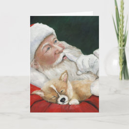 Pembroke het Welse Corgi & Wenskaart van de Feestdagen Kaart