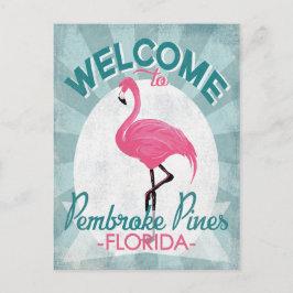 Pembroke Pines Florida Pink Flamingo Retro Briefkaart