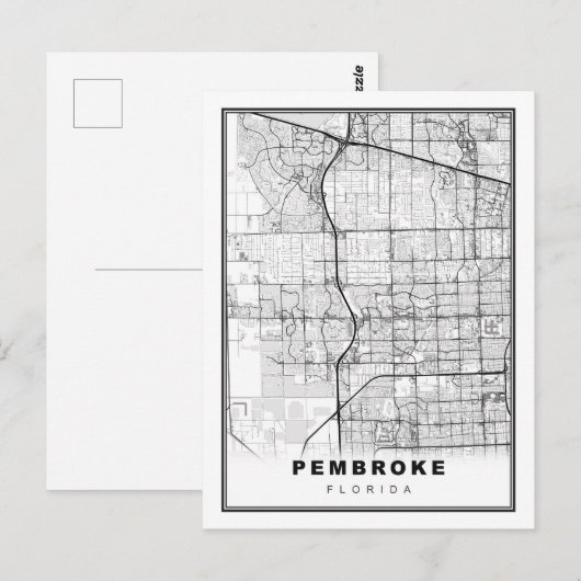 Pembroke Pines Map Briefkaart (Voorkant / Achterkant)