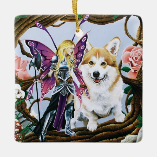 Pembroke Welch Corgi Fairy Fantasy Keramisch Ornament (Voorkant)
