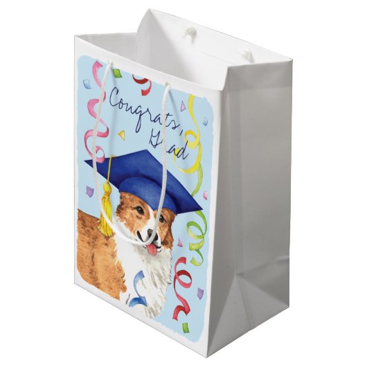 Pembroke Welsh Corgi Afstuderen Medium Cadeauzakje (Voorkant Gekanteld)