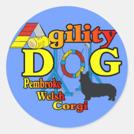 Pembroke Welsh Corgi Agility Shirten Gifts Ronde Sticker