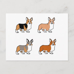 pembroke welsh corgi alle kleuren eerst cartoon briefkaart