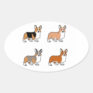 pembroke welsh corgi alle kleuren eerst cartoon ovale sticker