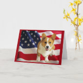Pembroke Welsh Corgi American Flag Wenskaart Kaart (Gele Bloem)