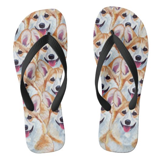Pembroke Welsh Corgi Art Teenslippers Happy Go Luc (Voetbed)