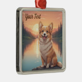 Pembroke Welsh Corgi bij het meer Metalen Ornament (Rechts)