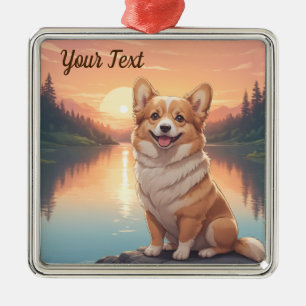 Pembroke Welsh Corgi bij het meer Metalen Ornament