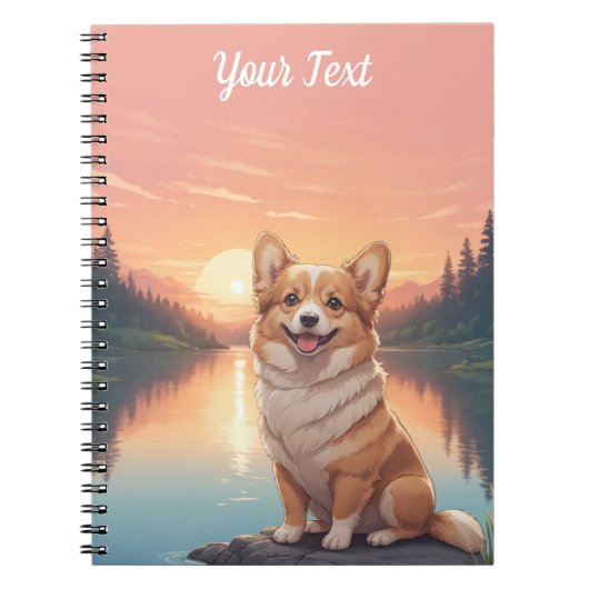 Pembroke Welsh Corgi bij het meer Notitieboek (Voorkant)