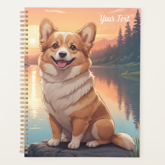 Pembroke Welsh Corgi bij het meer Planner (Voorkant)
