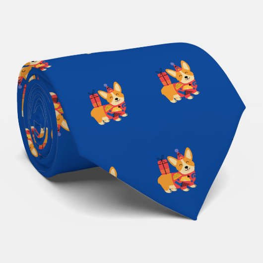 Pembroke Welsh Corgi Birthday Stropdas (Opgerold)