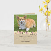 Pembroke Welsh Corgi Birthday Wenskaart Kaart (Gele Bloem)