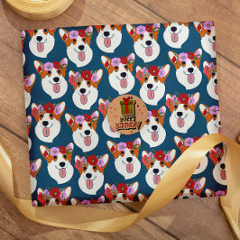 Pembroke Welsh Corgi Blue Cartoon Wrapping Paper Cadeaupapier