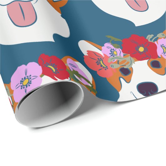 Pembroke Welsh Corgi Blue Cartoon Wrapping Paper Cadeaupapier (Rol Hoek)