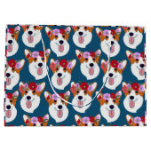 Pembroke Welsh Corgi Blue Cartoon Wrapping Paper Groot Cadeauzakje (Achterkant)