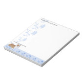 Pembroke Welsh Corgi, Blue Flowers Notitieblok (Linkerzijde)