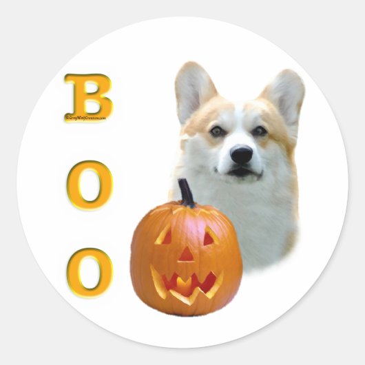 Pembroke Welsh Corgi Boo Ronde Sticker (Voorkant)