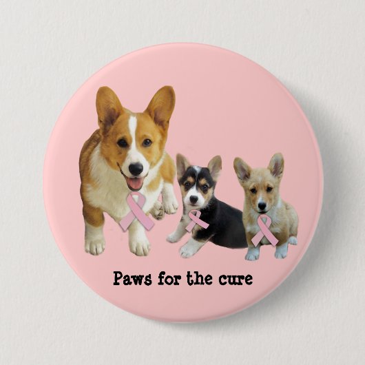 Pembroke Welsh Corgi Breast Cancer Button (Voorkant)