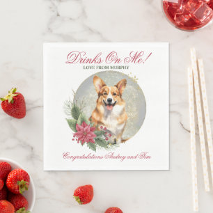 Pembroke Welsh Corgi bruiloft servet met foto