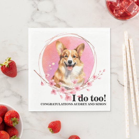 Pembroke Welsh Corgi bruiloft servet met foto (Insitu)