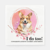 Pembroke Welsh Corgi bruiloft servet met foto (Voorkant)