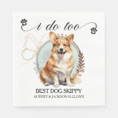 Pembroke Welsh Corgi bruiloft servet met foto (Voorkant)
