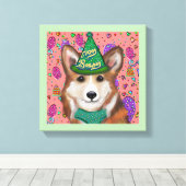PEMBROKE WELSH CORGI CANVAS AFDRUK (Insitu (Houten vloer))