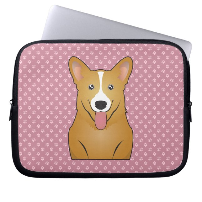 Pembroke Welsh Corgi Cartoon Laptop Sleeve (Voorkant)