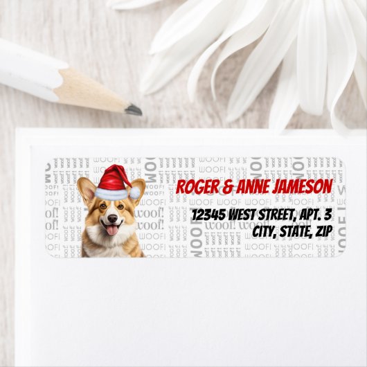 Pembroke Welsh Corgi Christmas Dog Retouradres Etiket (Insitu)