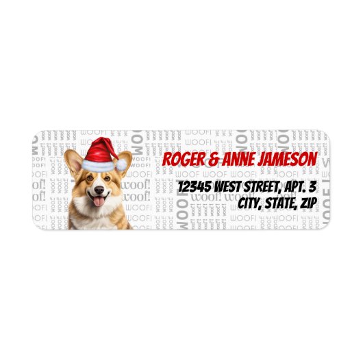Pembroke Welsh Corgi Christmas Dog Retouradres Etiket (Voorkant)