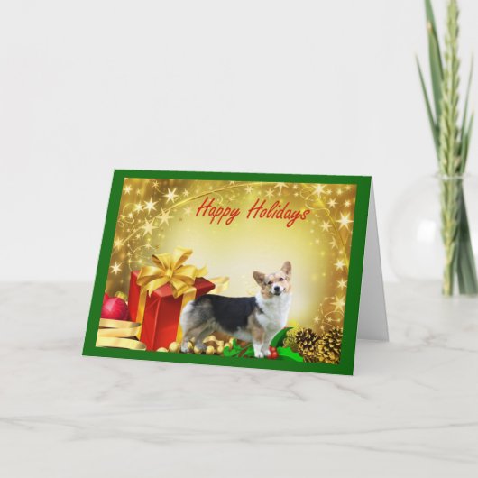 Pembroke Welsh Corgi Christmas Kaart Cadeaus (Voorkant)