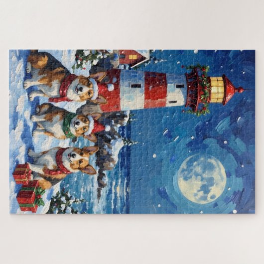 Pembroke Welsh Corgi Christmas Lighthouse Holiday Legpuzzel (Horizontaal)