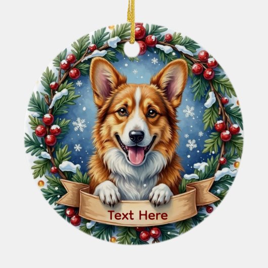 Pembroke Welsh Corgi Christmas Ornament (Achterkant)