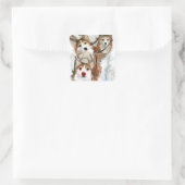 pembroke welsh Corgi Christmas Rendier Vierkante Sticker (Tas)