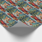 Pembroke Welsh Corgi Christmas Santa Bag Adventure Cadeaupapier (Hoek)