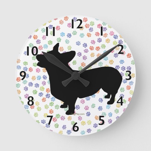 Pembroke Welsh Corgi Clock Ronde Klok (Voorkant)