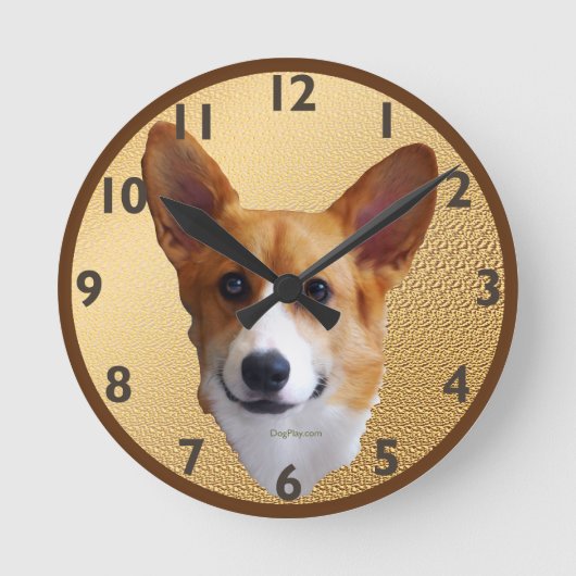 Pembroke Welsh Corgi Clock Ronde Klok (Voorkant)