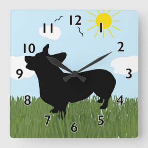 Pembroke Welsh Corgi Clock Vierkante Klok