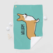 Pembroke Welsh Corgi Custom Naam Golfhanddoek (Insitu)