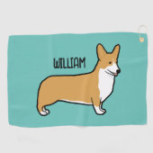 Pembroke Welsh Corgi Custom Naam Golfhanddoek (Horizontaal)
