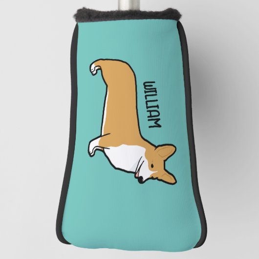 Pembroke Welsh Corgi Custom Naam Golfheadcover (Draai 90)