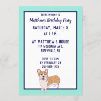 Pembroke Welsh Corgi Custom Party uitnodigingen