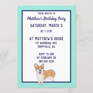 Pembroke Welsh Corgi Custom Party uitnodigingen