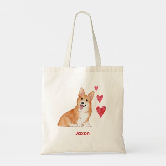 Pembroke Welsh Corgi Custom Pet Name Tote Bag (Achterkant)