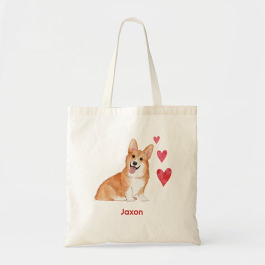 Pembroke Welsh Corgi Custom Pet Name Tote Bag (Voorkant)