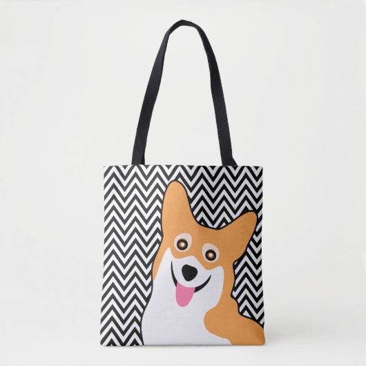 Pembroke Welsh Corgi Cute ZigZag Tote Bag (Voorkant)