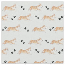 Pembroke Welsh Corgi die Dog Art Fabric uitvoert