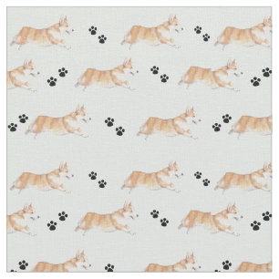 Pembroke Welsh Corgi die Dog Art Fabric uitvoert Stof