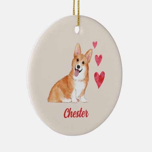 Pembroke Welsh Corgi  dierennaam Keramisch Ornament (Rechts)