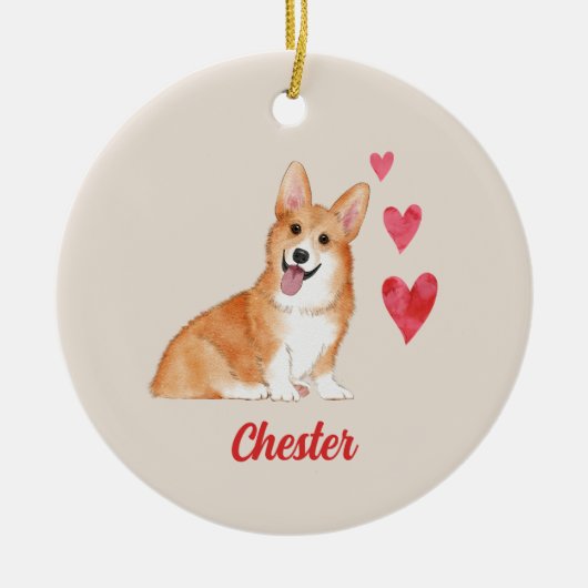 Pembroke Welsh Corgi  dierennaam Keramisch Ornament (Voorkant)